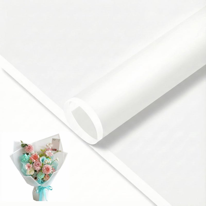 BBJ WRAPS White Wrapping Paper for Flowers, Frosted Flower Bouquet Wrapping Paper, Korean Paper for Bouquets, Valentine's Day Mother's Day Florist Supplies 20 Sheets (White) - Image 1